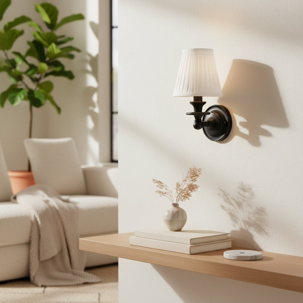 Kalvora Soft Fabric Shade Wall Sconce - Modern Accent Lighting Ideal for Bedroom and Hallway