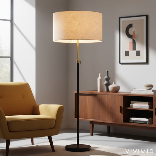 Mavora Modern Adjustable Telescoping Floor Lamp with Linen Shade for Reading and Living Spaces