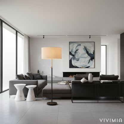 Mavora Modern Adjustable Telescoping Floor Lamp with Linen Shade for Reading and Living Spaces