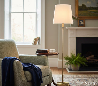 Rowan Adjustable Iron Task Floor Lamp with Linen Shade for Modern Living Rooms and Offices