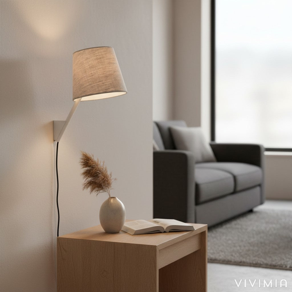 Novira Modern Minimalist Wall Sconce - Soft Pivoting Shade Design Bedroom Reading and Ambient Lighting