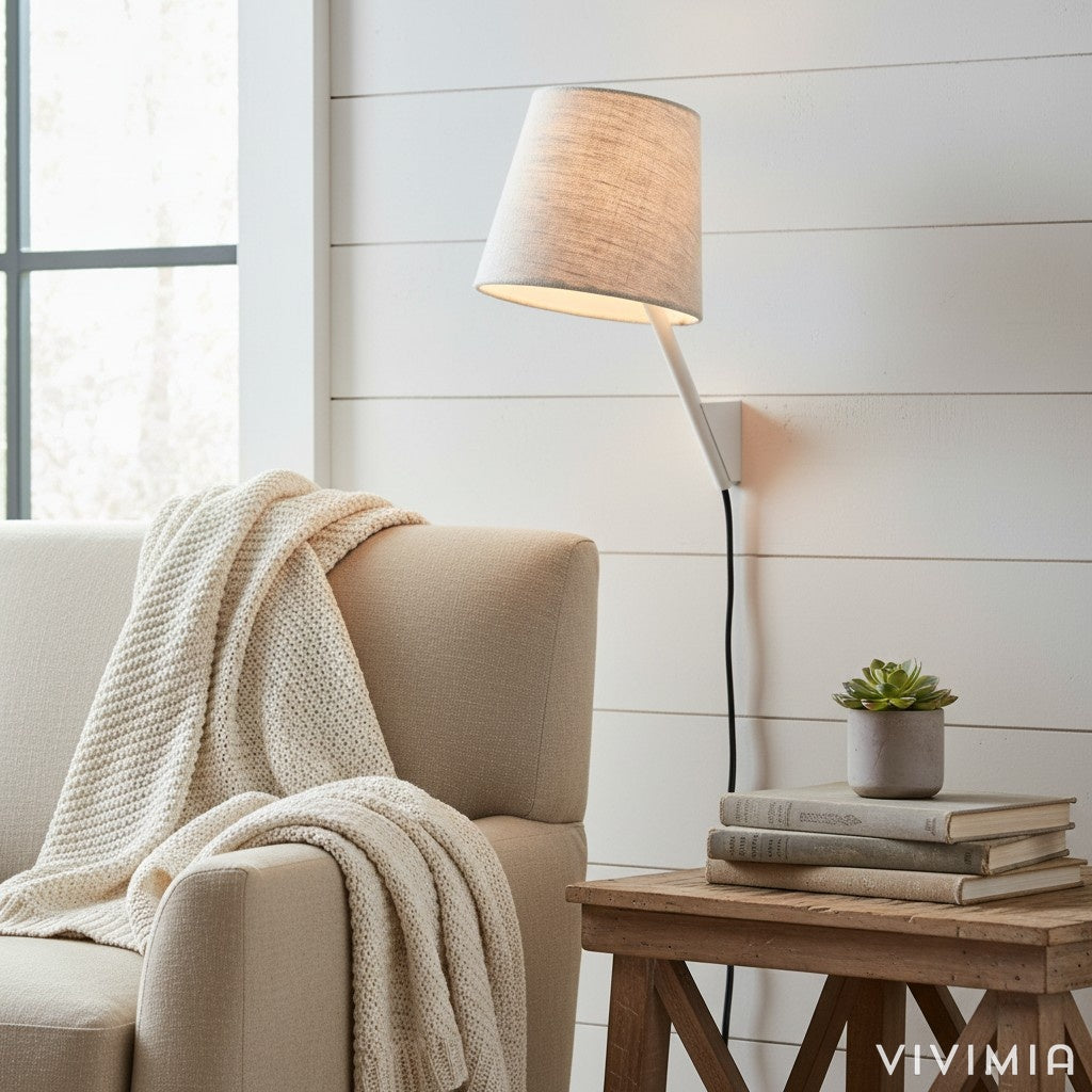 Novira Modern Minimalist Wall Sconce - Soft Pivoting Shade Design Bedroom Reading and Ambient Lighting