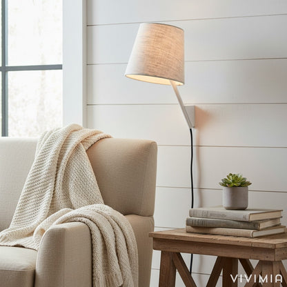 Novira Modern Minimalist Wall Sconce - Soft Pivoting Shade Design Bedroom Reading and Ambient Lighting