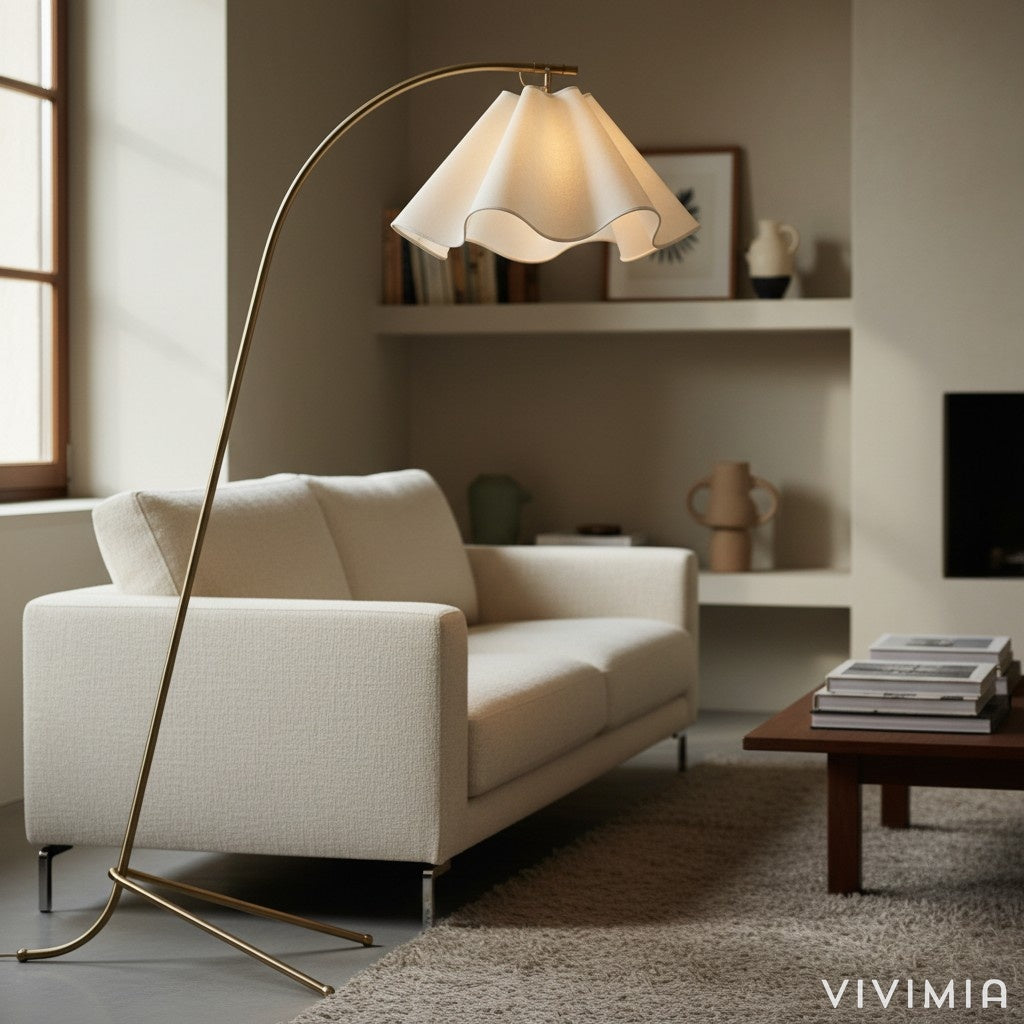 Oslan Elegant Linen Shade Modern Floor Lamp for Bedrooms and Reading Corners