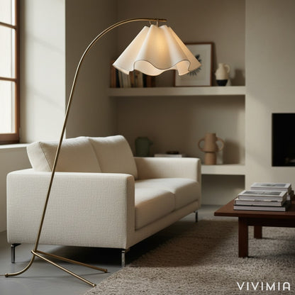 Oslan Elegant Linen Shade Modern Floor Lamp for Bedrooms and Reading Corners