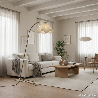 Oslan Elegant Linen Shade Modern Floor Lamp for Bedrooms and Reading Corners