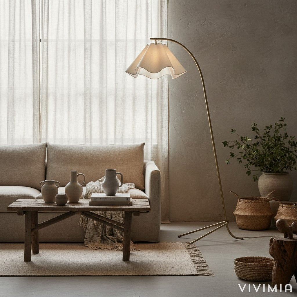 Oslan Elegant Linen Shade Modern Floor Lamp for Bedrooms and Reading Corners