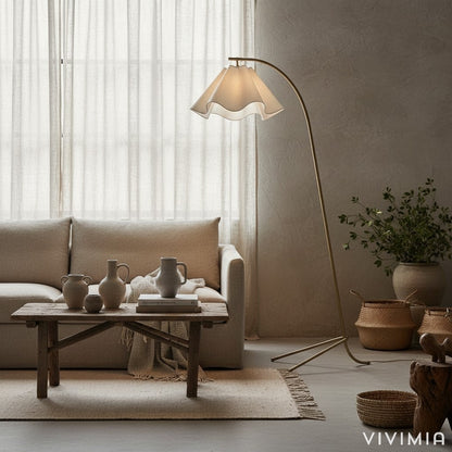 Oslan Elegant Linen Shade Modern Floor Lamp for Bedrooms and Reading Corners