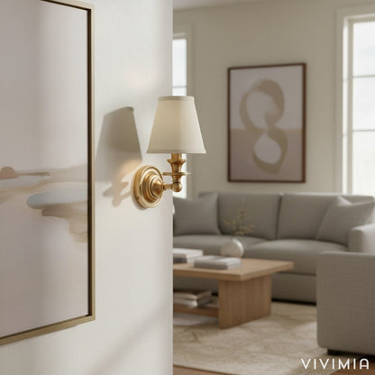 Kalvora Soft Fabric Shade Wall Sconce - Modern Accent Lighting Ideal for Bedroom and Hallway
