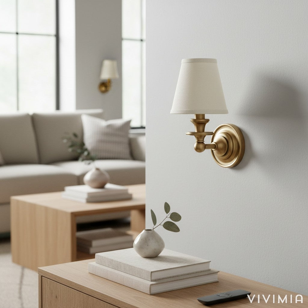 Kalvora Soft Fabric Shade Wall Sconce - Modern Accent Lighting Ideal for Bedroom and Hallway