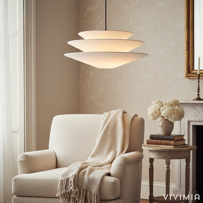 Solivara Soft Layered Linen Pendant Light with Modern Silhouette for Living and Dining Spaces