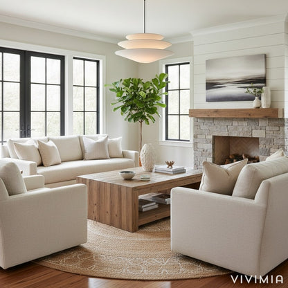 Solivara Soft Layered Linen Pendant Light with Modern Silhouette for Living and Dining Spaces