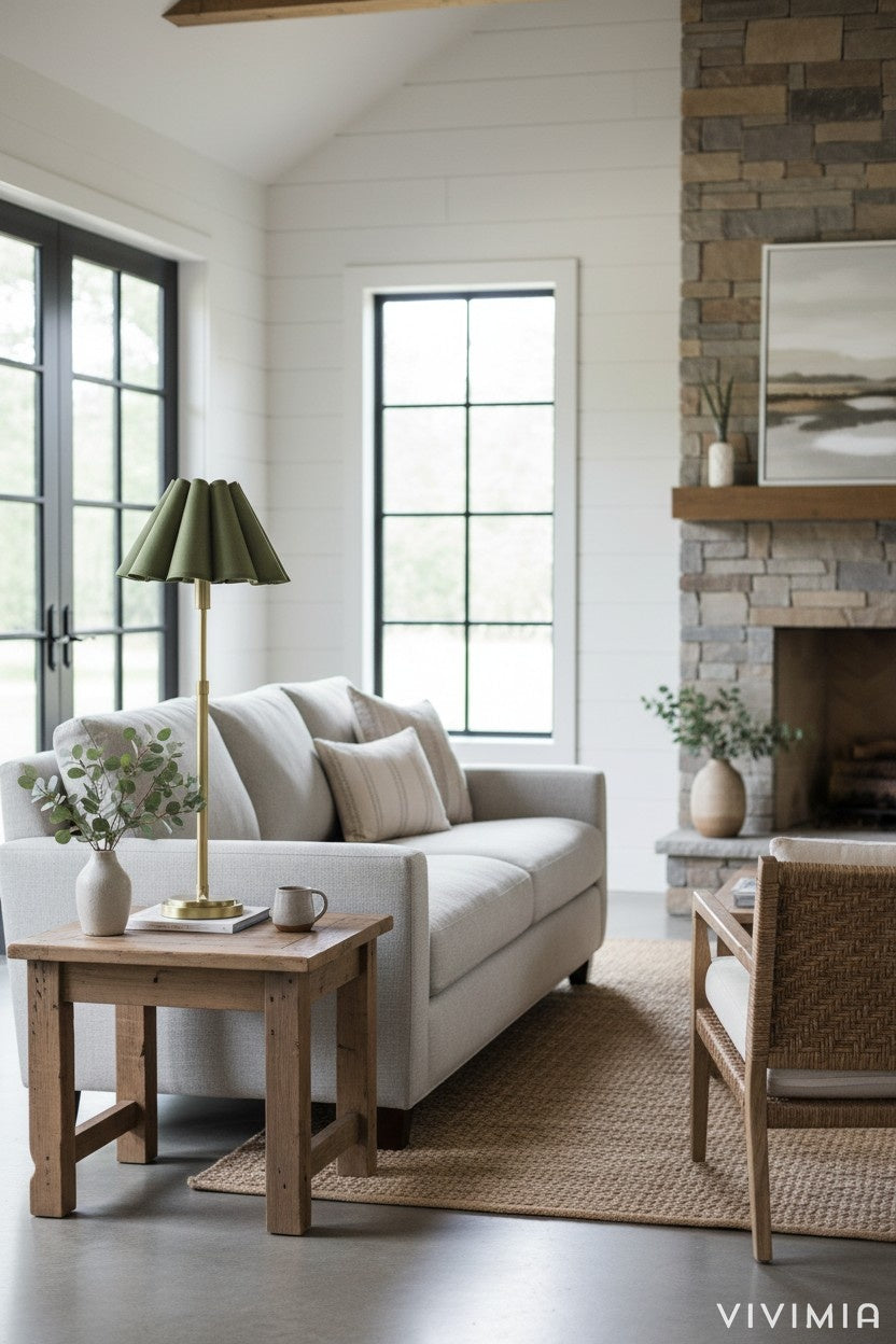 Scalloped Linen Shade Metal Base Table Lamp – Soft Ambient Lighting for Home Interiors