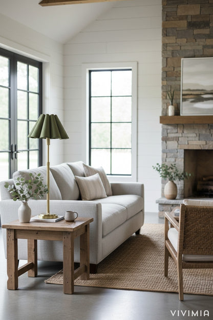 Scalloped Linen Shade Metal Base Table Lamp – Soft Ambient Lighting for Home Interiors