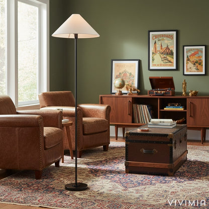 Diora Tischlampe und Stehlampe - Moderner Linear Stil Eleganter Leinen Lampenschirm für Wohnzimmer