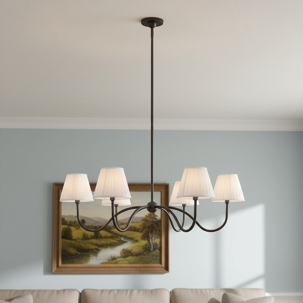 Luvora Modern Multi-Head Pleated Shade Chandelier - Stylish Fabric Ceiling Fixture