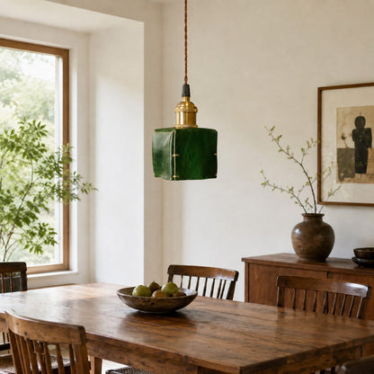 Hand-Shaped Leather Pendant Light
