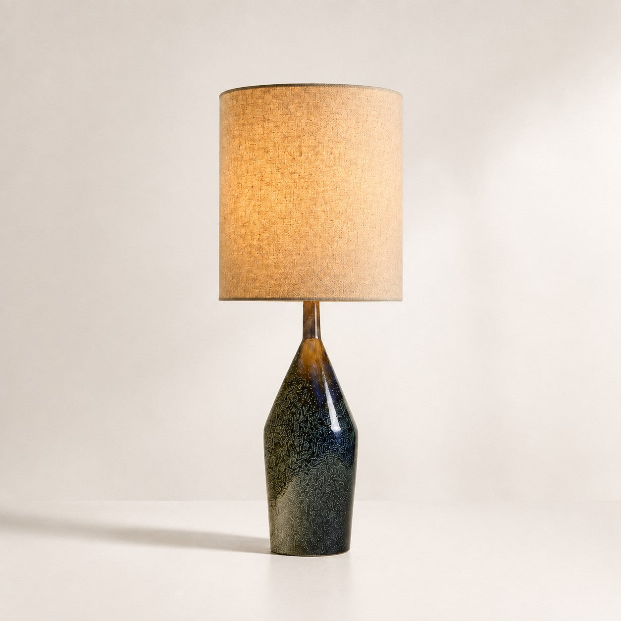 Lumo Modern Asymmetrical Table Lamp - Artistic Ceramic Body Ambient Lighting for Contemporary Home and Office
