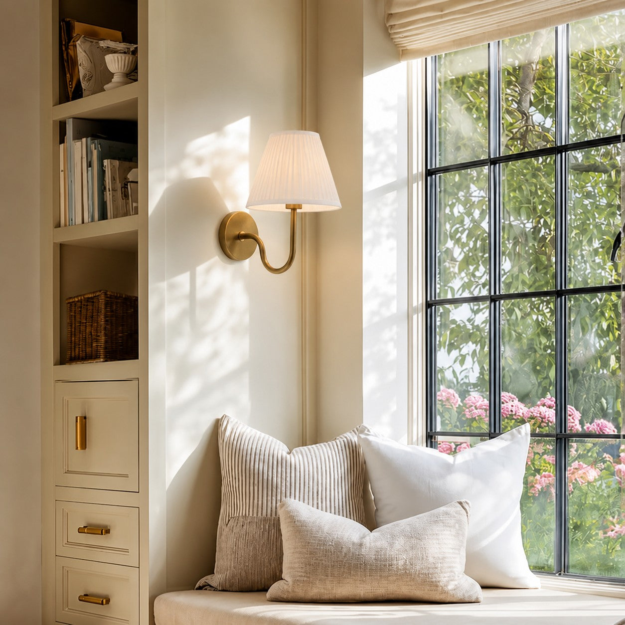 Luvora Gefalteter Leinenlampenschirm Wandlampe Vintage Modern für Schlafzimmer und Flur