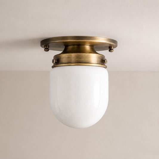 Opalume Glass Flush Mount Ceiling and Wall Light - Art Deco Small Globe Fixture