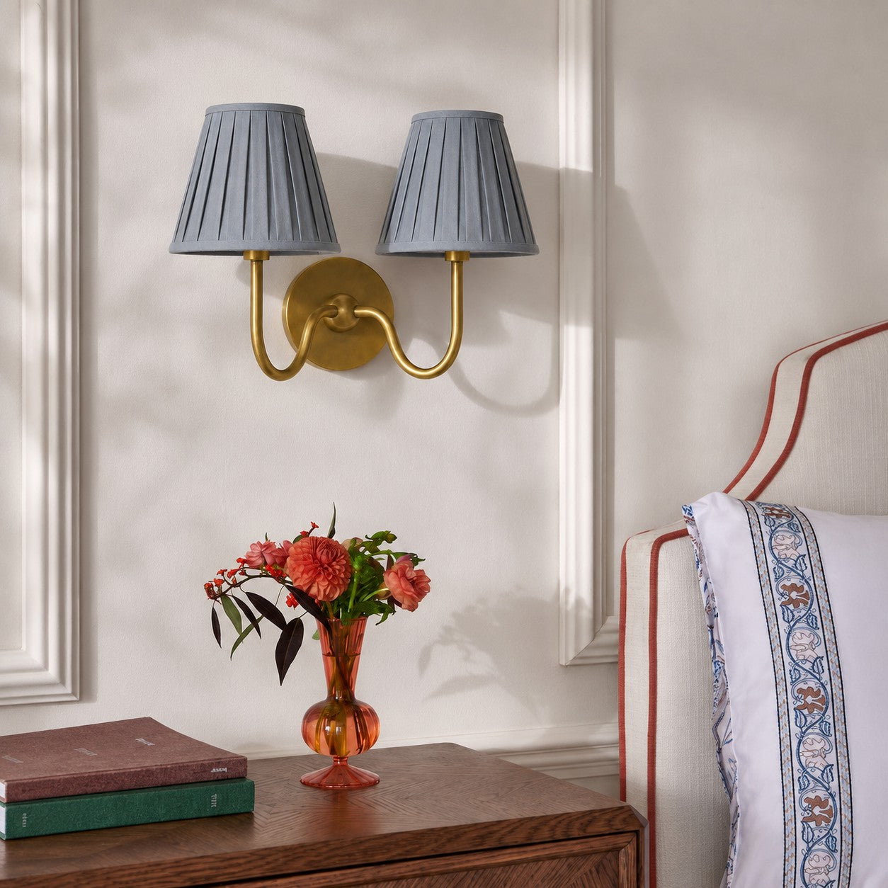 Luvora Gefalteter Leinenlampenschirm Wandlampe Vintage Modern für Schlafzimmer und Flur
