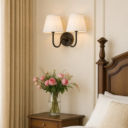 Luvora Gefalteter Leinenlampenschirm Wandlampe Vintage Modern für Schlafzimmer und Flur