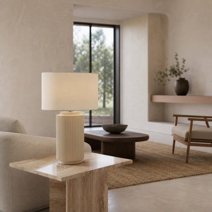 Ceruna Minimalist Ceramic Table Lamp - Ceramic Base With A Linen Lampshade