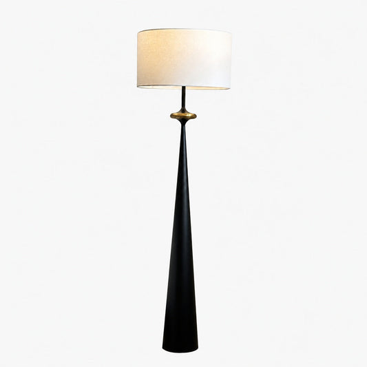 Putney Stehlampe in Walnuss - und Schwarzfinish mit Elegantem Stoffschirm für Moderne Häuser