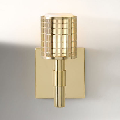 Galvia Modern Perforated Metal Sconce – Sleek Champagne Bronze Wall Light for Hallways