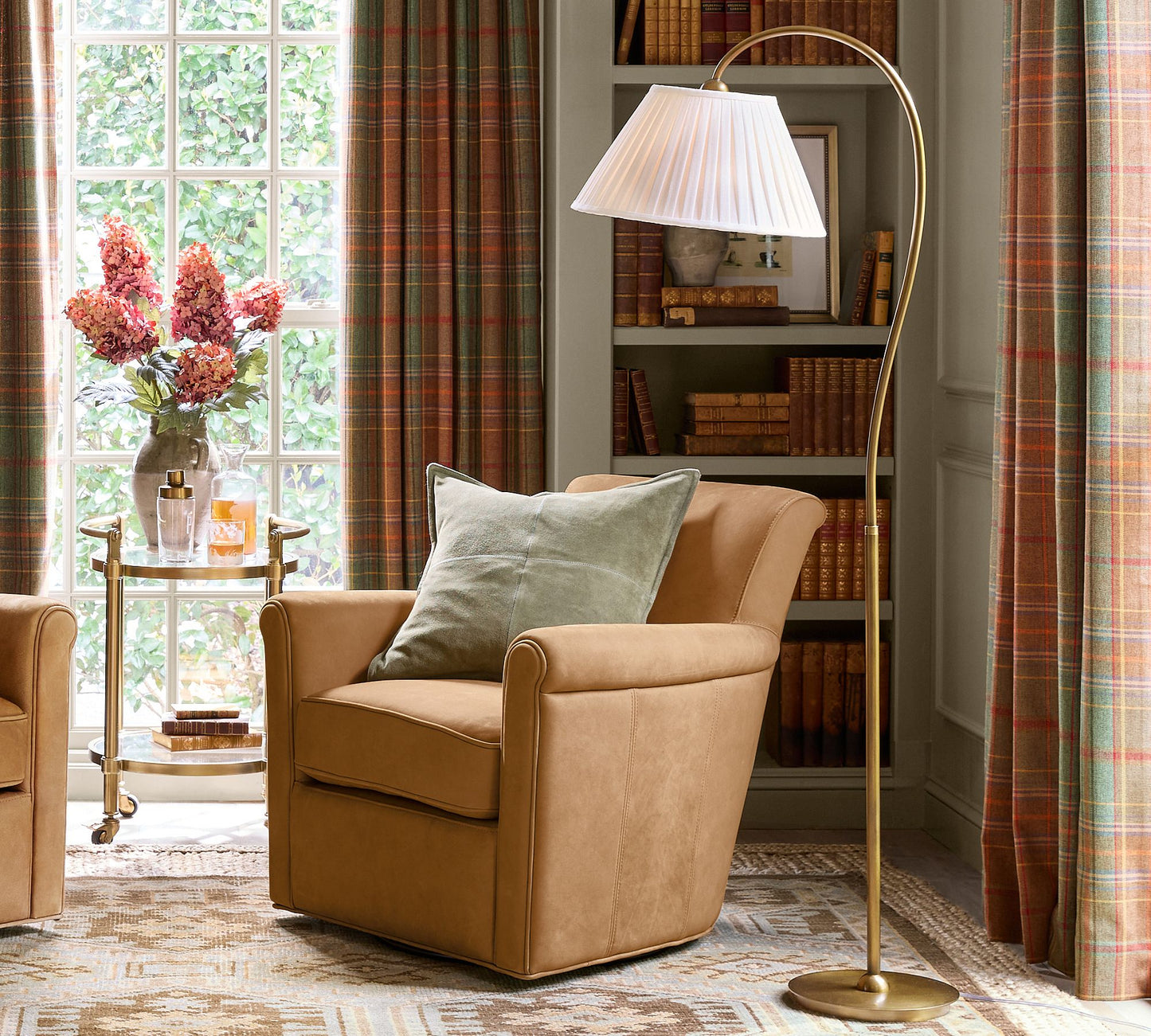 Luvora Contemporary Farmhouse Task Floor Light with Textured Linen Shade for Workspaces