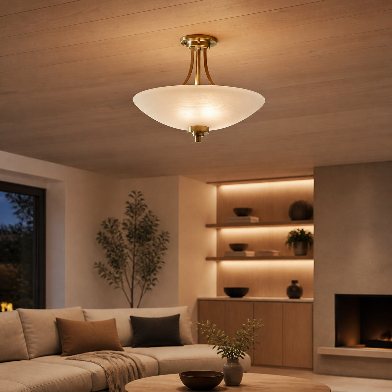 Lunetal Timeless Three-Arm Structure Semi Flush Chandelier – Vintage Pendant Light for Bedroom or Entry