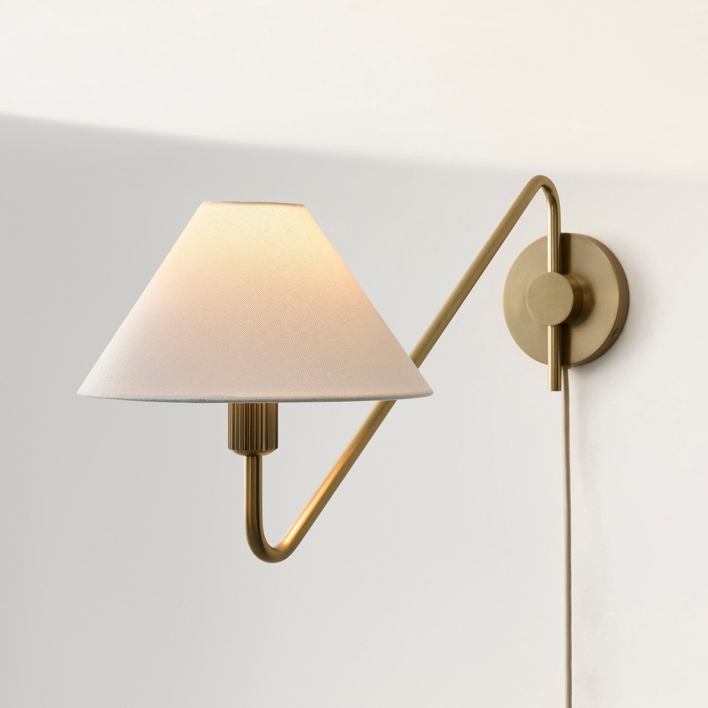 Diora Adjustable-arm Wall Sconce with Linen Shade - Versatile Wall Lamp for Bedroom or Hallway
