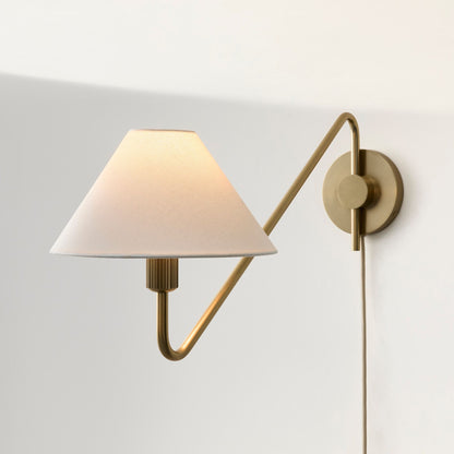 Diora Adjustable-arm Wall Sconce with Linen Shade - Versatile Wall Lamp for Bedroom or Hallway