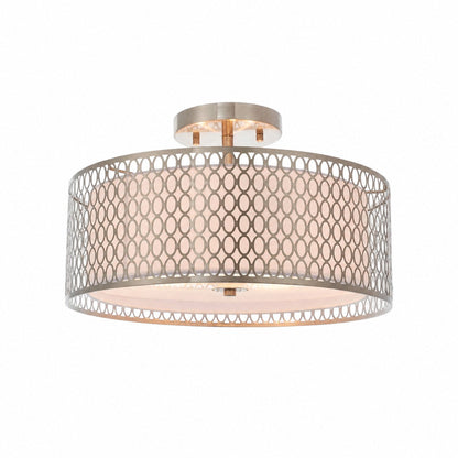 Liorin Geometric Mesh 3‑Light Flush Ceiling Light - Mesh Metal Frosted Lamp for Living Room or Hallway
