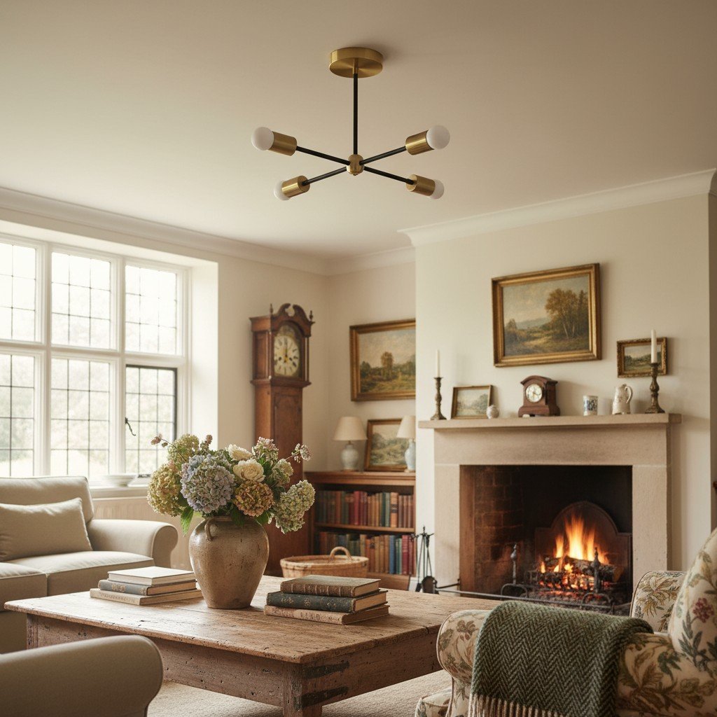 Mobilux Line Mid Century Gold Sputnik Chandelier - Geometric Brass Fixture