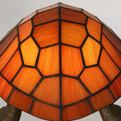 TiffStar Tortoise Pattern Stained Glass Table Lamp - Tiffany Style Decorative Light for Indoor Accent Lighting