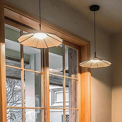 Wabi Sabi Rustikaler Schirm Holz Pendelleuchte