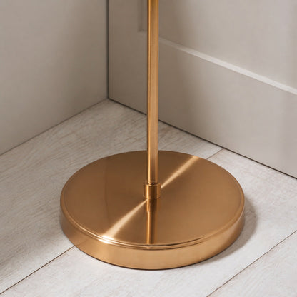 Brazara Adjustable Glass Shade Floor Lamp – Curved Metal Stem for Living Spaces
