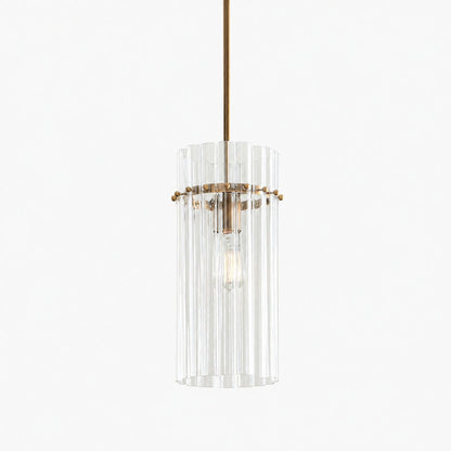 Lumora Kristall-Pendelleuchte – Elegantes Trommelmessing und geschliffenes Glas