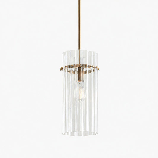 Lumora Kristall-Pendelleuchte – Elegantes Trommelmessing und geschliffenes Glas