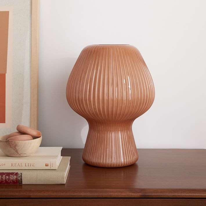 Novarise Ribbed Glass Table Lamp – Textured Glass Accent Lighting