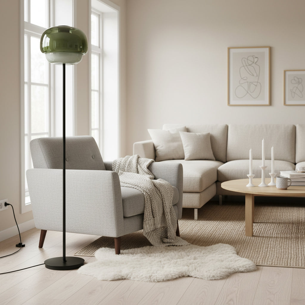 Clinco Double-Layered Glass Floor Lamp – Modern Retro Design – Perfect for Living Room or Bedroom