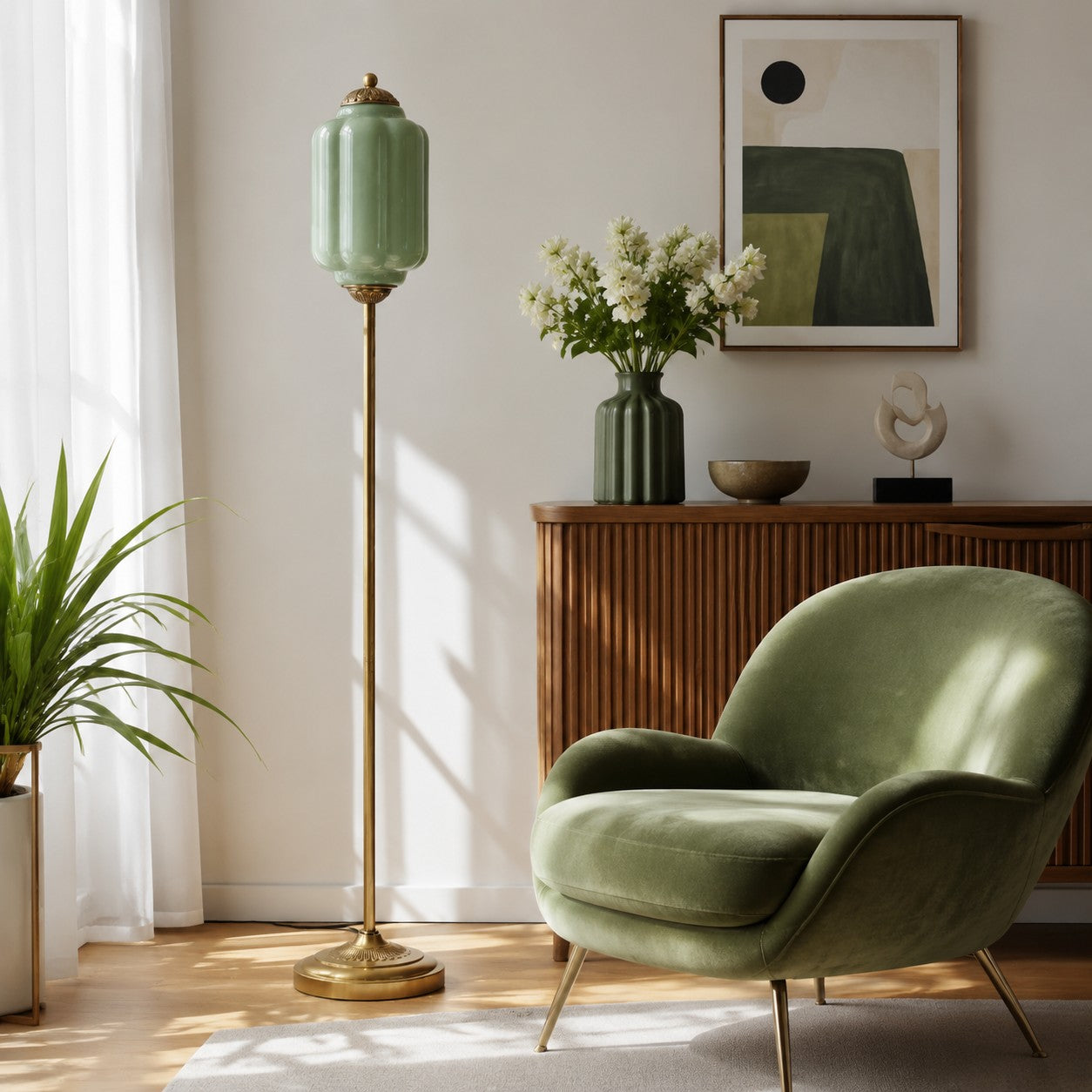 Eloise Textured Glass Pumpkin-Inspired Floor Lamp - Organic Artistry and Retro Style for Living Rooms