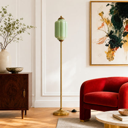 Eloise Textured Glass Pumpkin-Inspired Floor Lamp - Organic Artistry and Retro Style for Living Rooms
