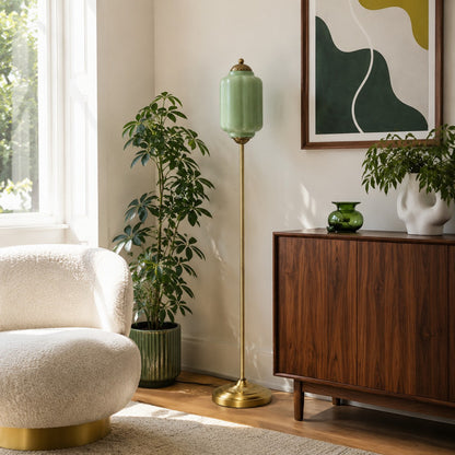 Eloise Textured Glass Pumpkin-Inspired Floor Lamp - Organic Artistry and Retro Style for Living Rooms