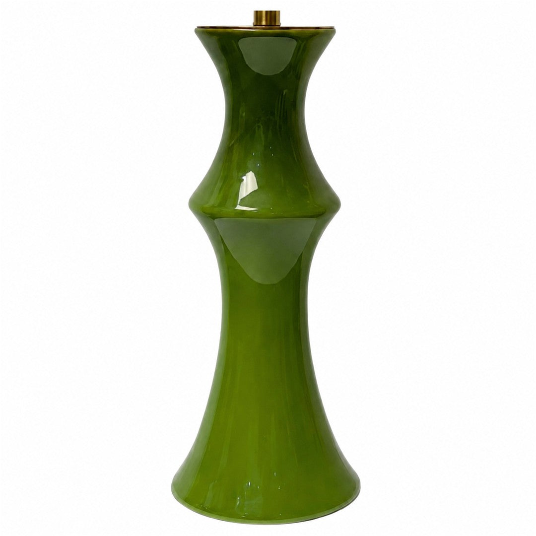 Close-up of glossy green ceramic base