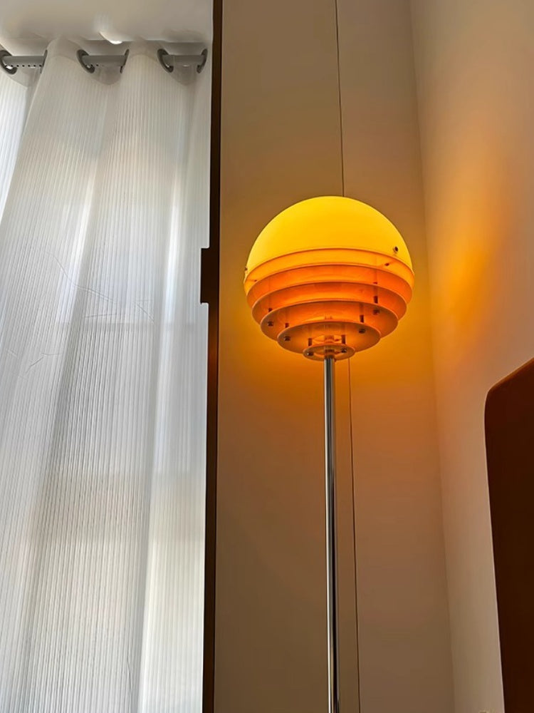 Orange Bauhaus Sunset Glas Stehlampe