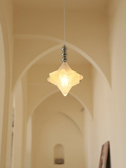 Art Deco Astris Elara Star Pendant Light – Frosted Glass Pendant with Geometric Style