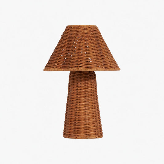 Wickara Sculptural Rattan Mini Table Lamp - Natural Woven Finish Suitable for Side Tables & Entryways