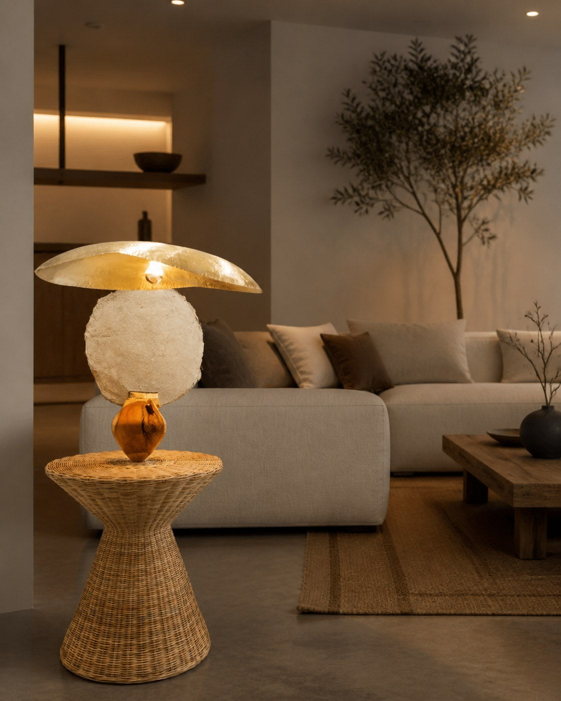 Hammered Brass Suspension Light